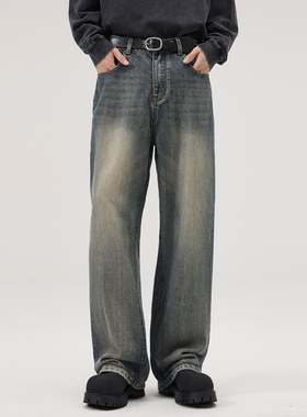 追素TS秋冬季2025新款男生竹节宽松直筒牛仔裤男士休闲百搭长裤潮