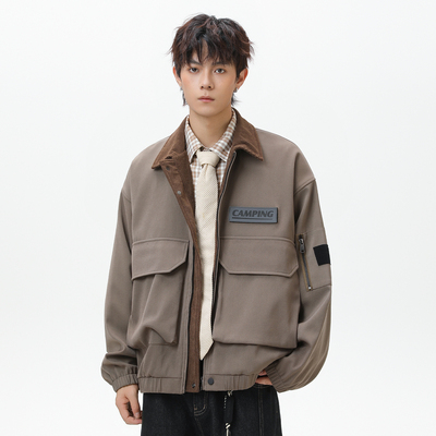 追素TS工装翻领夹克美式重磅拼色