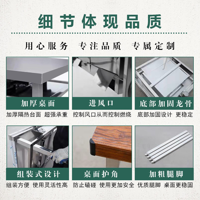 无烟商用烧烤桌自助烤肉家用烧烤架木炭烤羊腿不锈钢户外烤肉桌子