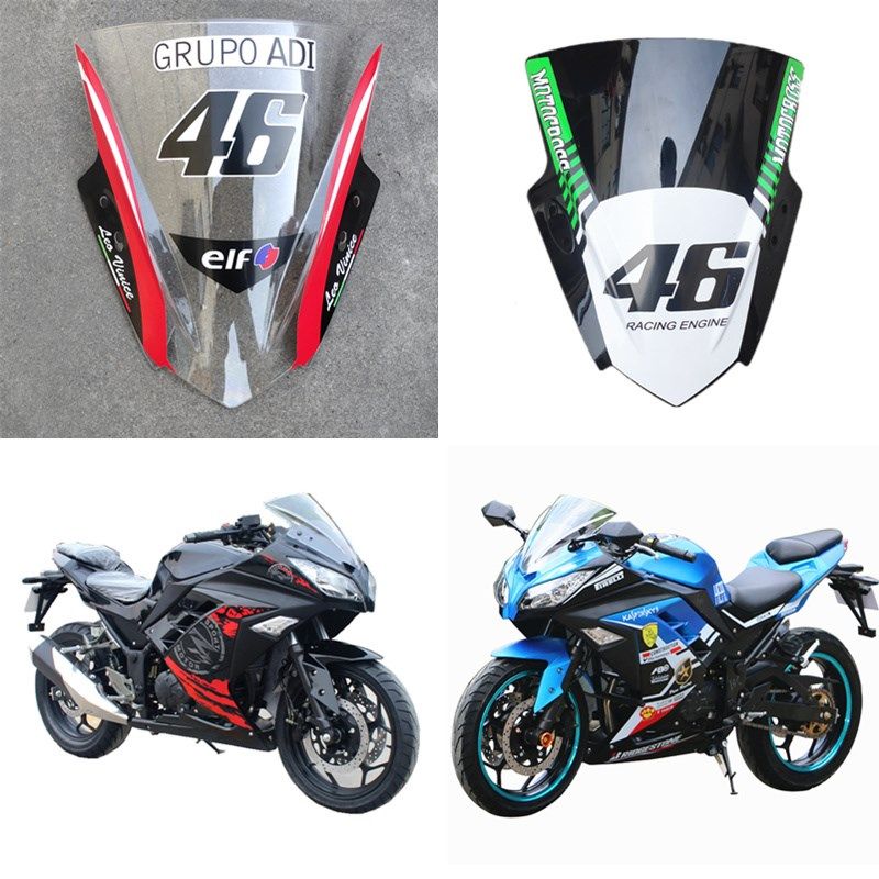 国产小忍者挡风玻璃赛道版跑车头罩玻璃配件ninja机车遮阳挡风板