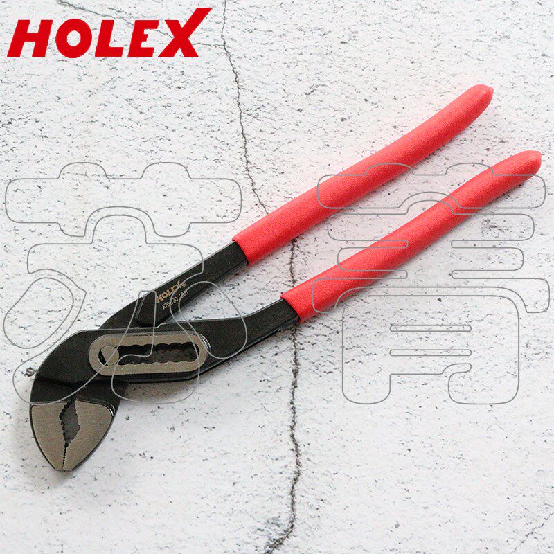 德国霍夫曼HOLEX 管钳 水泵钳 头部抛光 手柄带有塑料覆层 250mm