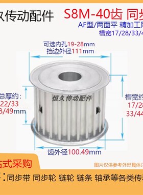 两面平同步轮S8M40齿40T 槽宽17/28/33/44 AF型传动皮带轮 精内孔