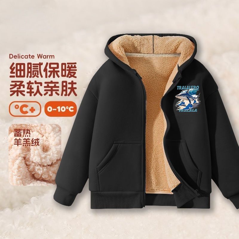 NASA男童外套冬季新款加绒加厚儿童卫衣开衫保暖山海经时尚外套潮