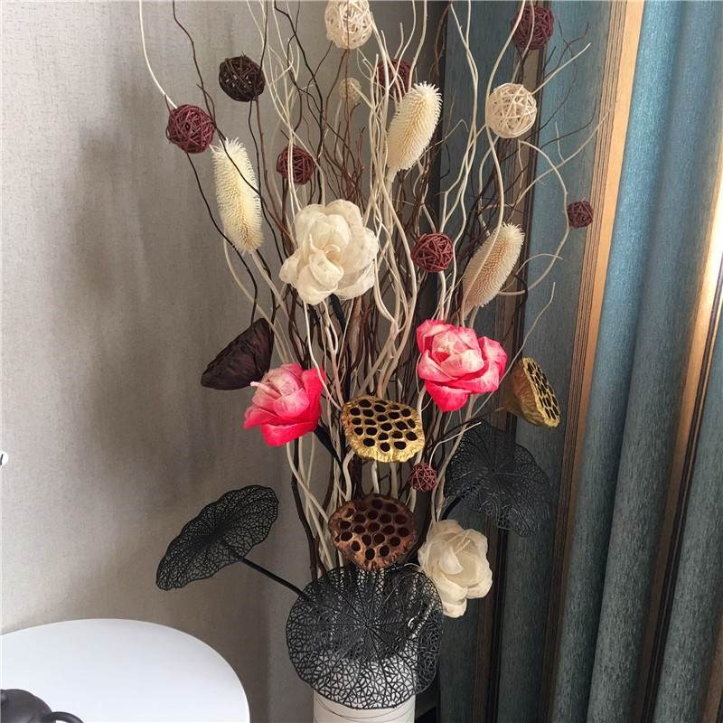 龙柳树枝干枝装饰玄关橱窗插花客厅E落地花瓶叶脉花干花装饰摆件