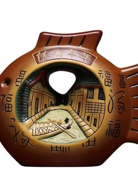 中式陶瓷客厅进门入户玄关隔断博古架小摆件酒柜装饰品对鱼工艺品