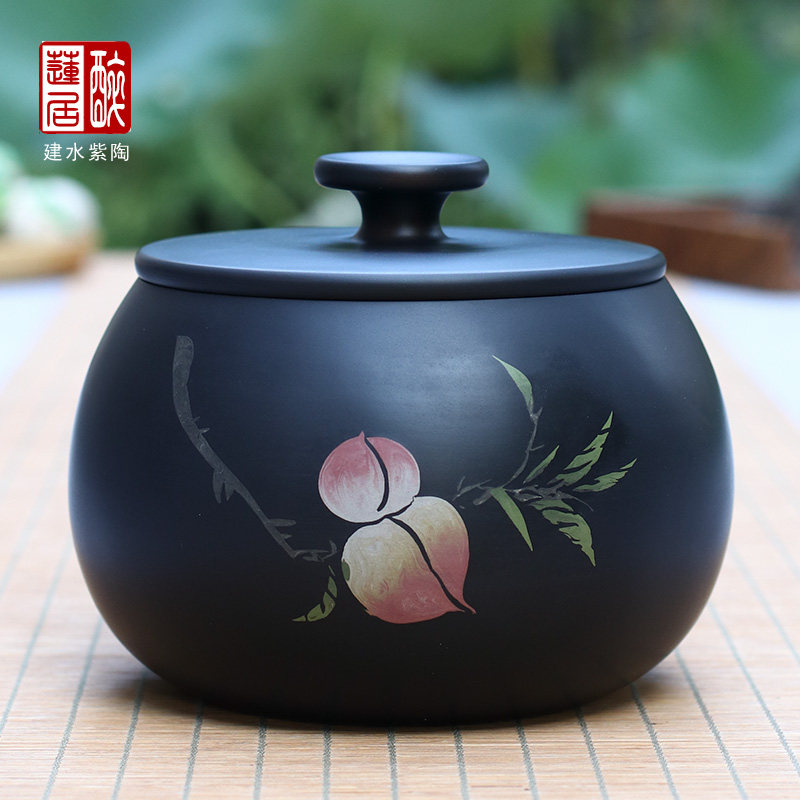 建水紫陶357克醒茶罐散茶罐茶叶罐储茶罐/紫陶保鲜罐/散茶罐 C31