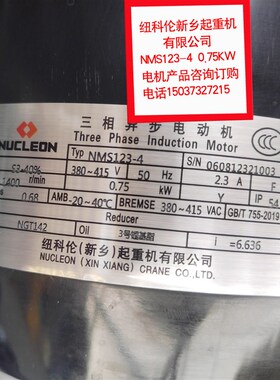 NMS1234 075KW电机纽科伦新乡起重机有限公司