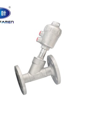 304不锈钢气动法兰角座阀蒸汽耐高温阀DN15 20 25 32 40 50 65 80