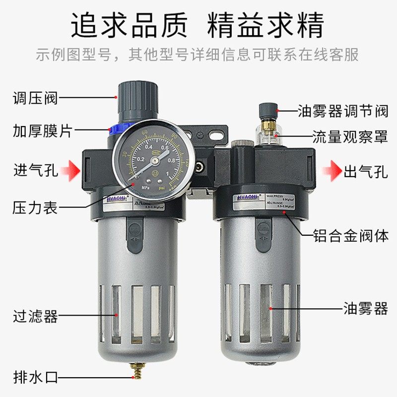 气源处理器BFC2000气动元件过滤器空压机油水分离器亚德客型二联