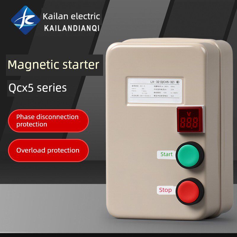 磁力启动器380V220V三相电机缺相过载保护开关风机启动器电压指示