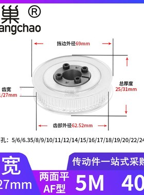 5m40齿齿宽度21/27膨胀套同步轮内孔568101214膨胀紧固轴衬同步轮