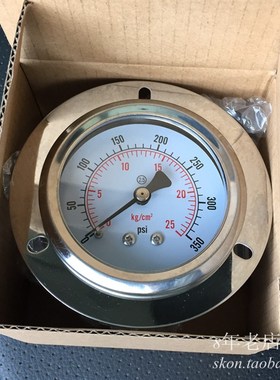 带边不锈钢压力表0-25KG压力表350PSI气压表背部轴式螺纹ZG1/4PT