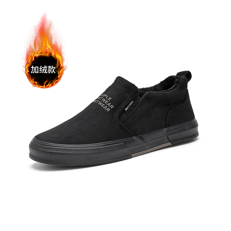 冬季加绒保暖男鞋休闲一脚蹬棉鞋