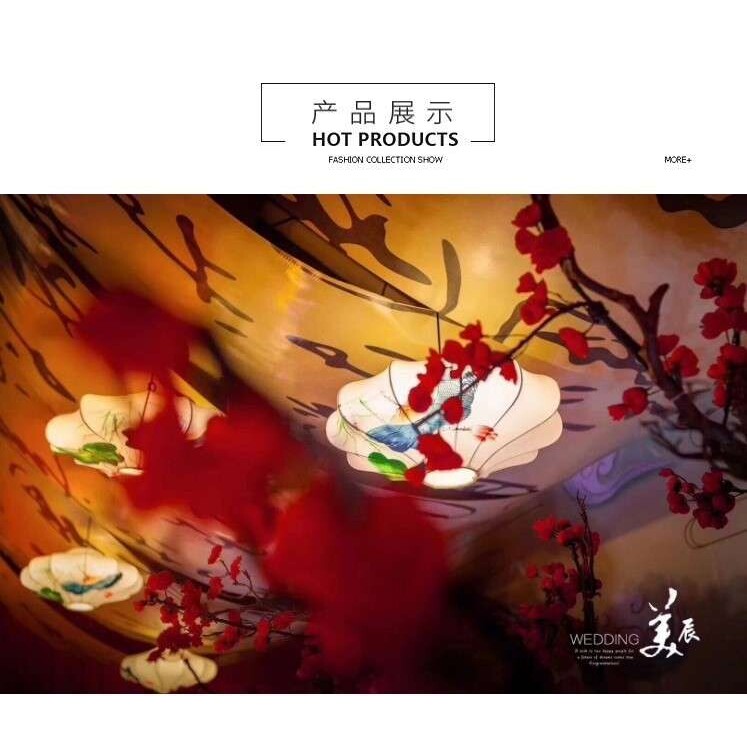 婚庆道具新中式吊灯 中国风复古灯笼路引 婚礼手绘仿古灯笼