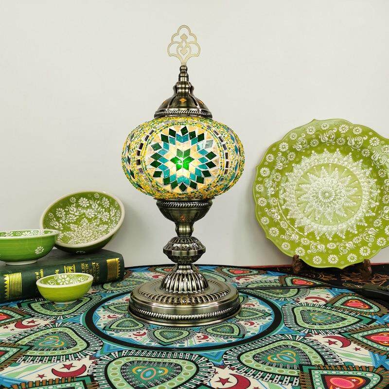 欧式床头灯地中海复古卧室吧台浪漫手工礼品土耳其彩色玻璃台灯