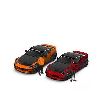 -TimeMicro1:64 尼桑400Z 金属红黑和橙黑涂装仿真合金汽车模