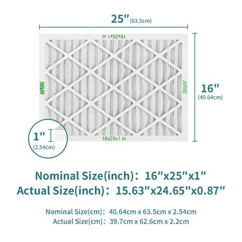 16x25x1板式纸框过滤器 MERV 11(6片装 )HVAC/AC/Furnace空气滤芯