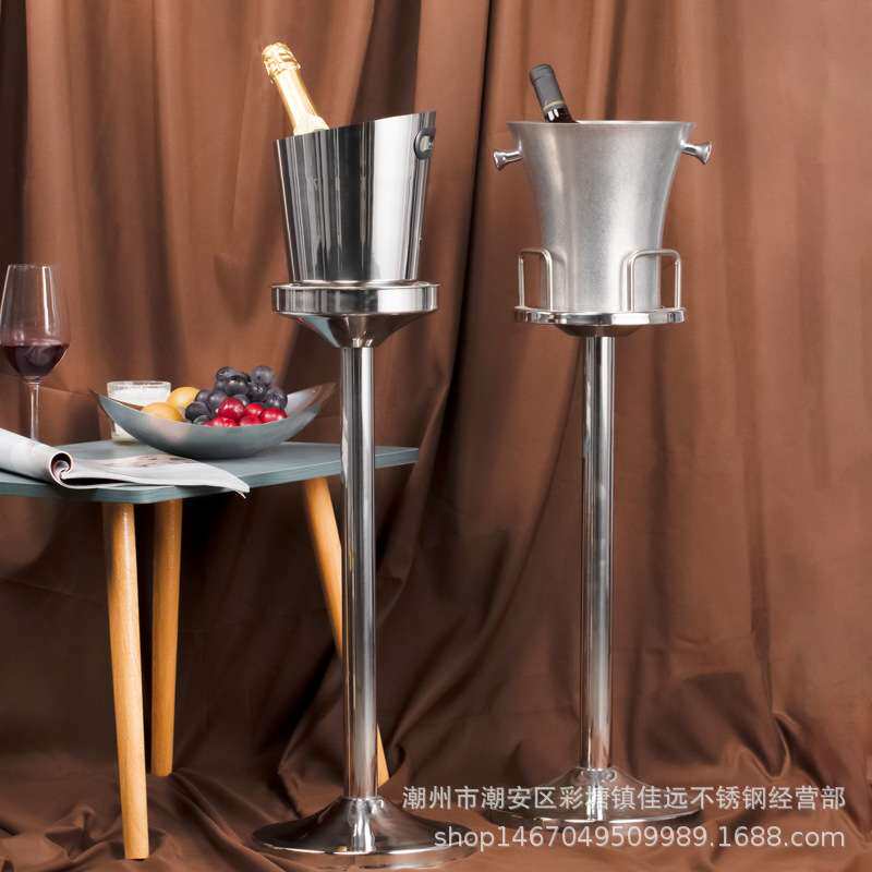 不锈钢香槟桶金色锤点冰桶架酒吧ktv展示饰品斜口小蛮腰香槟桶