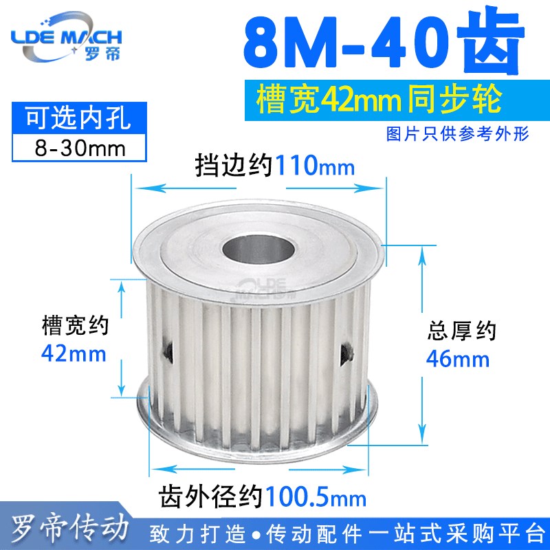 两面平8M-40齿 同步轮 AF型 槽宽42 同步皮带轮 孔8-30