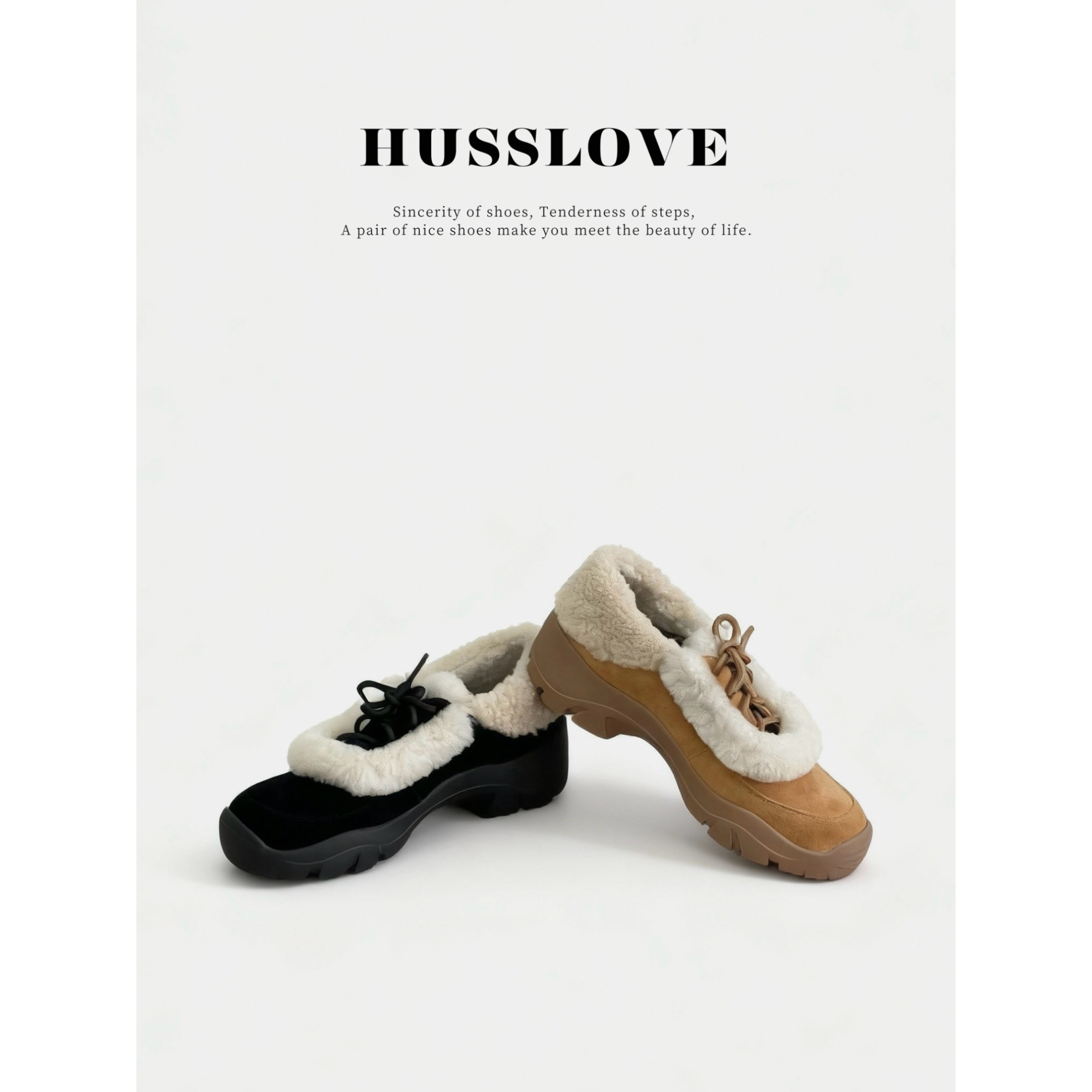 HUSSLOVE 冬季保暖静音乐福鞋（豆豆鞋）