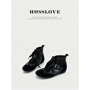 牛反·跟高3CM·百搭舒适拼接高帮德训休闲鞋 HUSSLOVE 头层牛皮