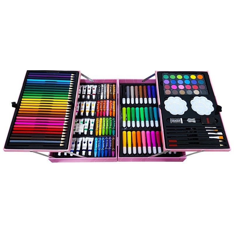 200PC画笔蜡笔儿童绘画套装小学生美术班颜料画画工具 水彩笔套装