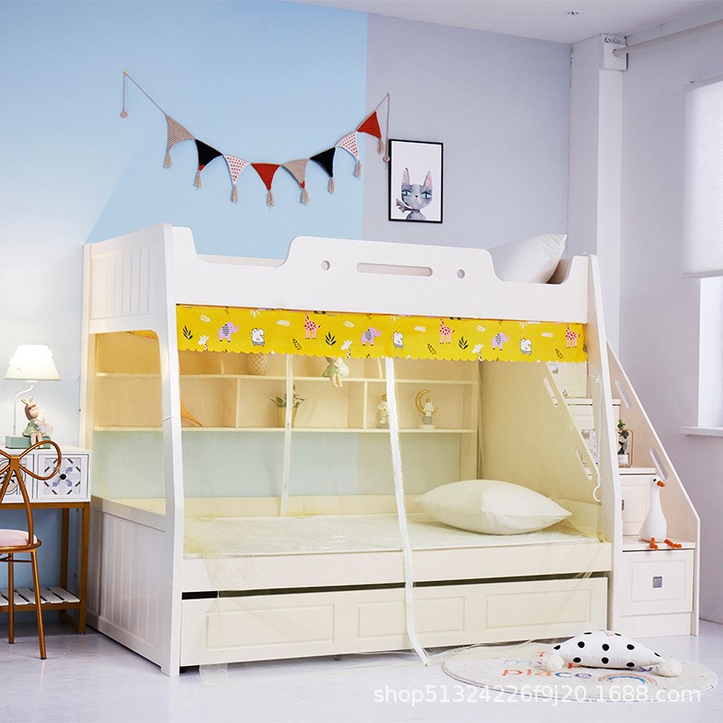 子母床蚊帐下铺专用双门拉链磁吸1.2m1.35m1.5儿童梯形高低上下床