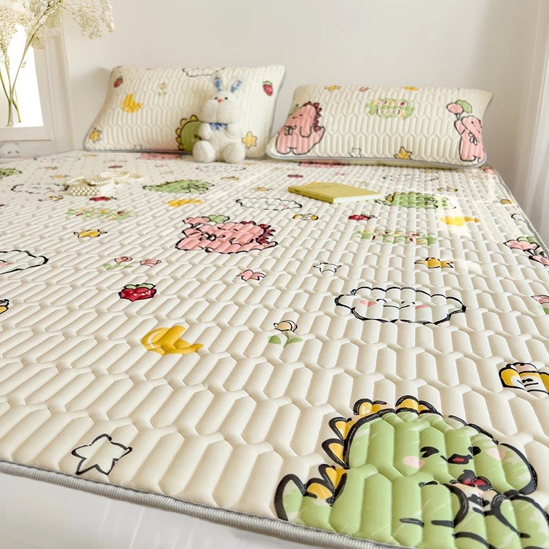 夏季加厚乳胶凉席三件套可水洗小清新凉感冰丝空调软席子宿舍床垫