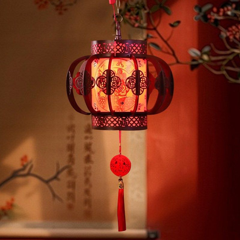 中式实木旋转灯笼吊灯餐厅别墅店装饰红灯笼新年仿古过道茶室宫灯