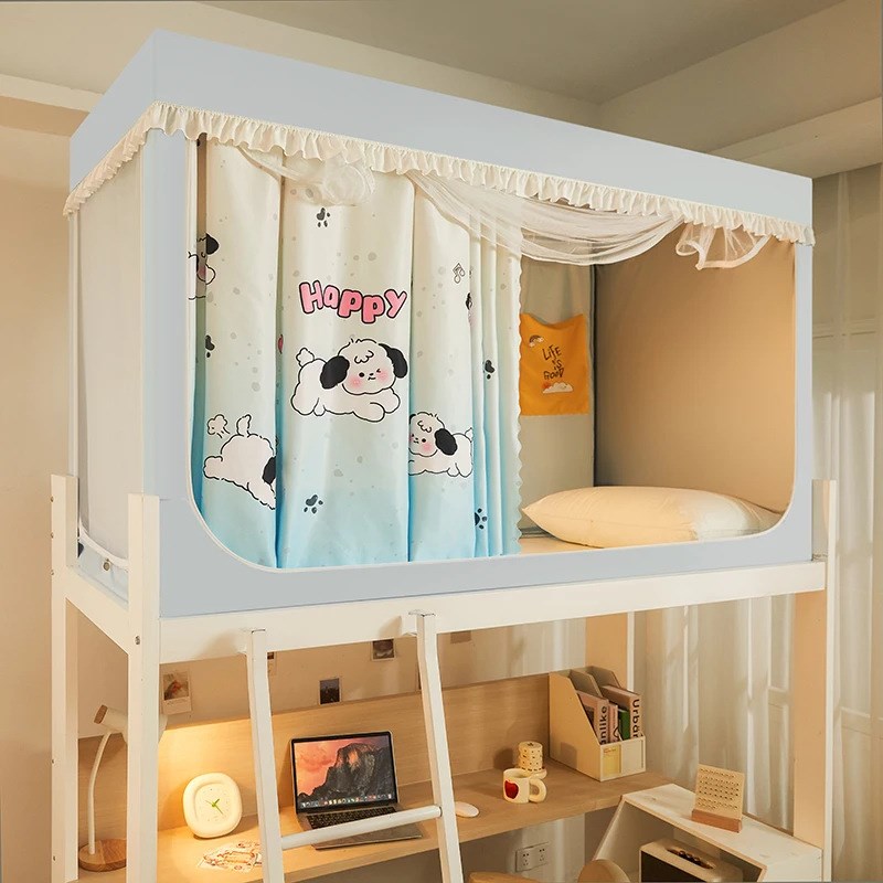 强遮光床帘蚊帐一体式大学生宿舍专用寝室上下铺封闭全包床幔窗帘