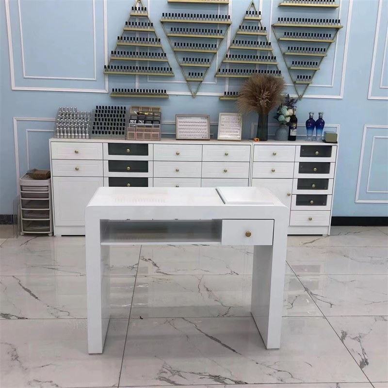 日式美甲桌网红修甲台凹槽美甲桌简约现代单双人吸尘器美甲操作台