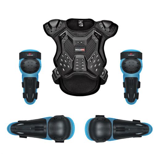 WOSAWE户外运动儿童骑行单车滑板滑轮护甲衣护胸护背护膝护肘套装