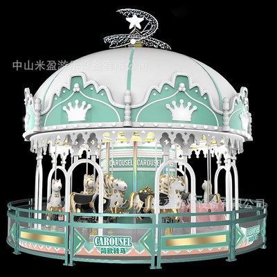 新款豪华旋转木马儿童游乐设备户外电动16座大型网红旋转木马公园