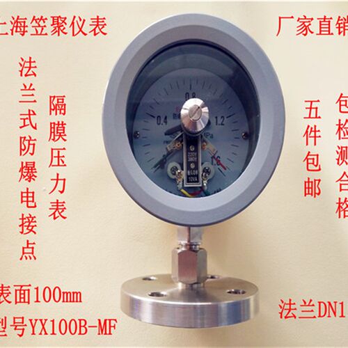 法兰式隔膜防爆电接点压力表 YX100B-MF YX160B-MF 1.6MPA DN15