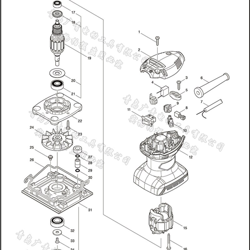日本Makita牧田M9200B木工砂光机配件转子定子开关碳刷底座海绵垫