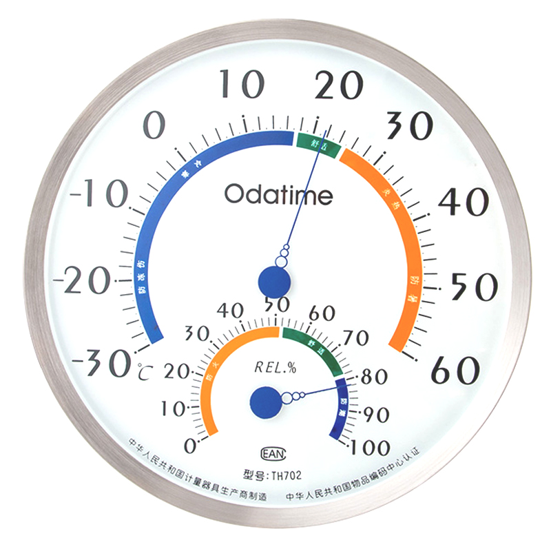 包邮欧达时TH702大屏幕温度计室内家用高精度温湿度计表20CM全钢