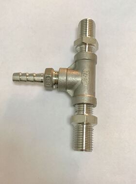 组合式不锈钢异径三通接头 两边外丝m14x1.5 中间宝塔外径8mm