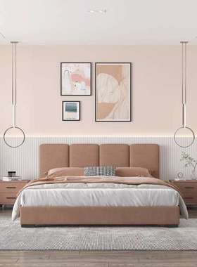 fLE现代简约民宿布艺床设计师样本间现做床北欧轻奢墨绿色丝绒双