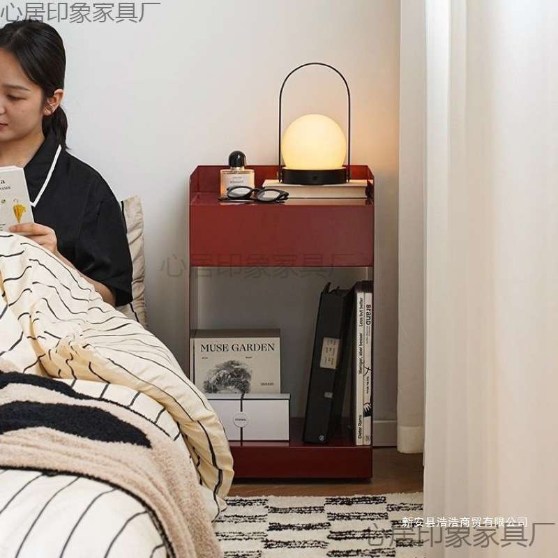 北欧家用客厅小边沙发现代铁艺卧室简约茶几角几床头柜移动收纳