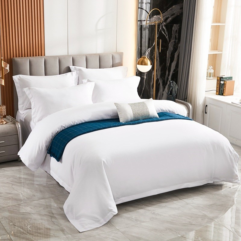 南通加厚磨毛酒店布草纯色宿舍三件套白色民宿床单款四件套