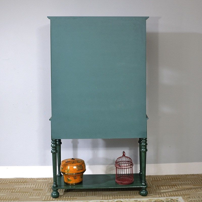 美式实木餐边两门书柜 孔雀绿隔断间厅柜 橱柜储物柜