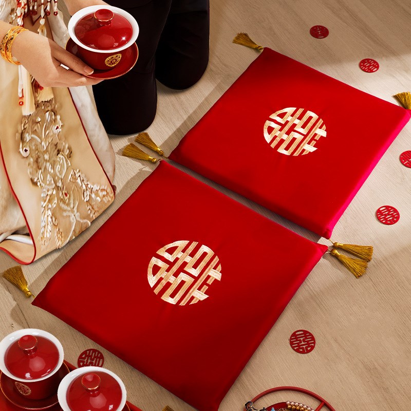 结婚礼跪垫一对新娘改口敬茶喜垫红色坐福垫婚庆用品大全跪拜昌弯