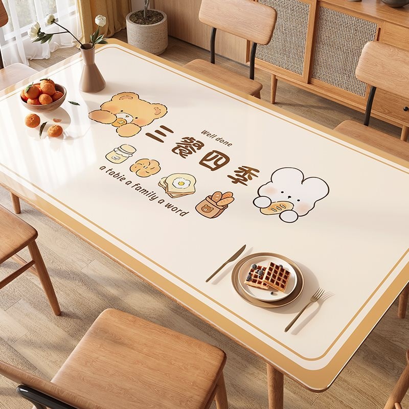 桌布免洗防油防水pvc软玻璃餐桌垫台布轻奢高级感茶几垫子保护垫