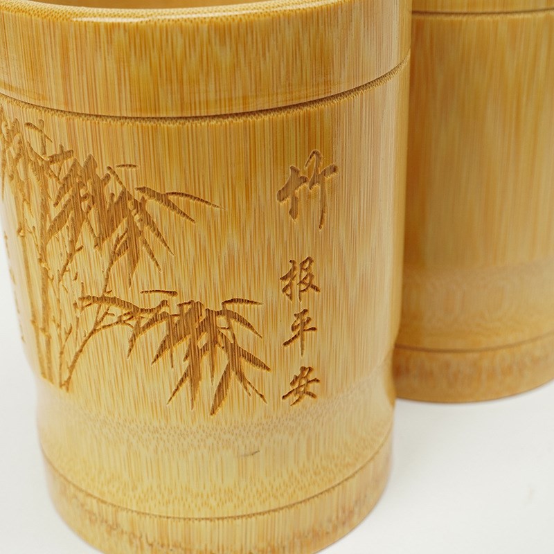 厂家文房竹雕毛笔笔筒竹报平安创意竹制一体复古办公礼品摆件