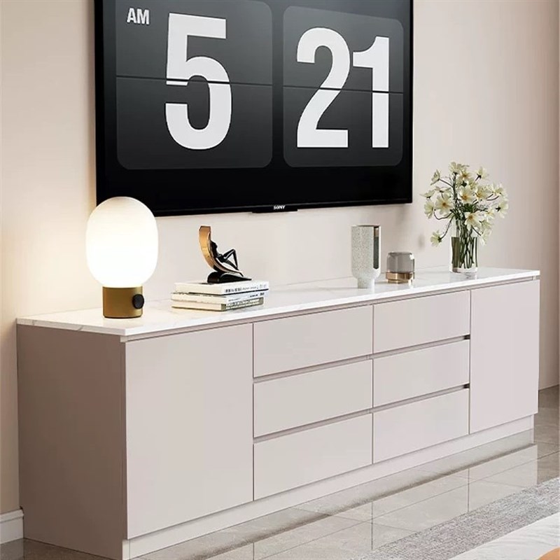 实木新款岩板小客型落地茶几电视柜现代简约轻奢收纳储物柜高级感