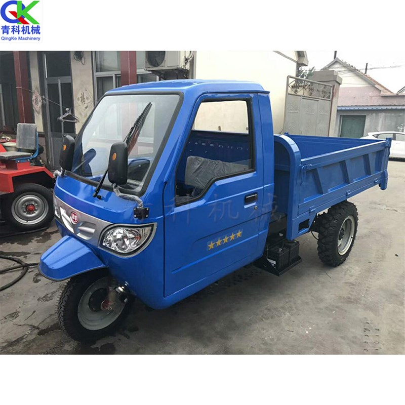 出口印度全封闭柴油三轮车 豪华驾驶室工程自卸三轮柴油翻斗车