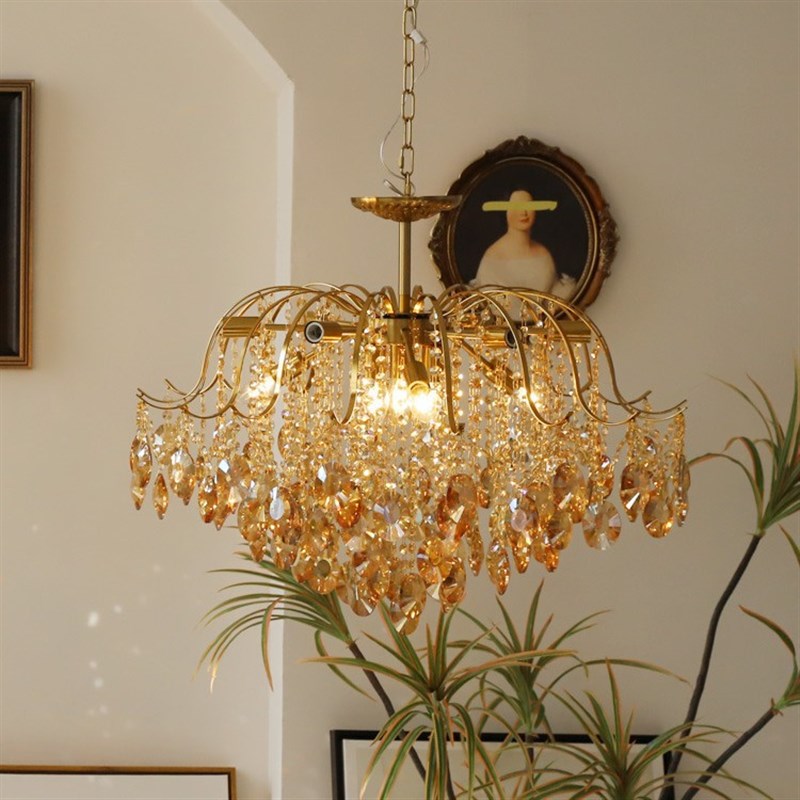 浪漫水晶客厅吊灯法式美式复古卧室餐厅客厅衣帽间灯简约轻奢灯具