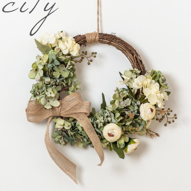 墙面绣球花环仿真花假花场地布置道具家居婚礼墙壁装饰花门环挂件