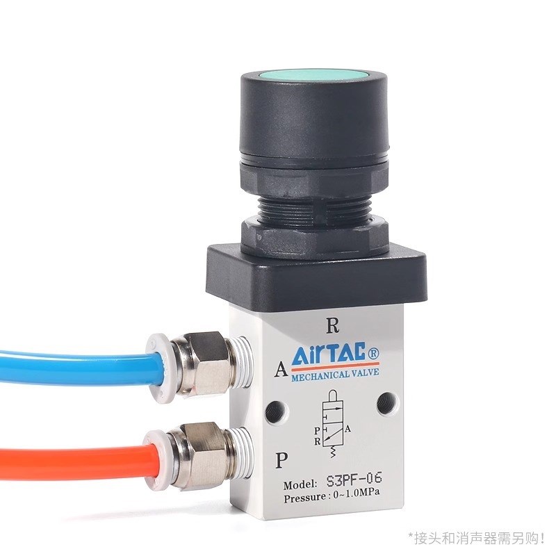 原装亚德客S3PF系列平头按钮型手动阀S3PFM5/06/08G/R/B气动开关