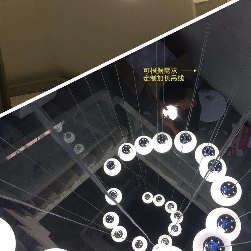 现代简约复式楼楼梯间长吊灯餐厅螺旋旋转长吊线玻璃球分子灯饰,家装灯饰光源,客厅吊灯,淘宝优惠券,粉丝福利购,淘宝优惠卷